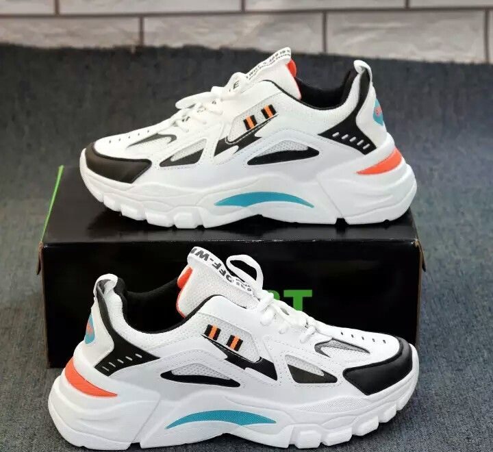 Stylish White & Black Casual Sneakers for Men