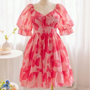 BloomBelle Red Floral Summer Dress
